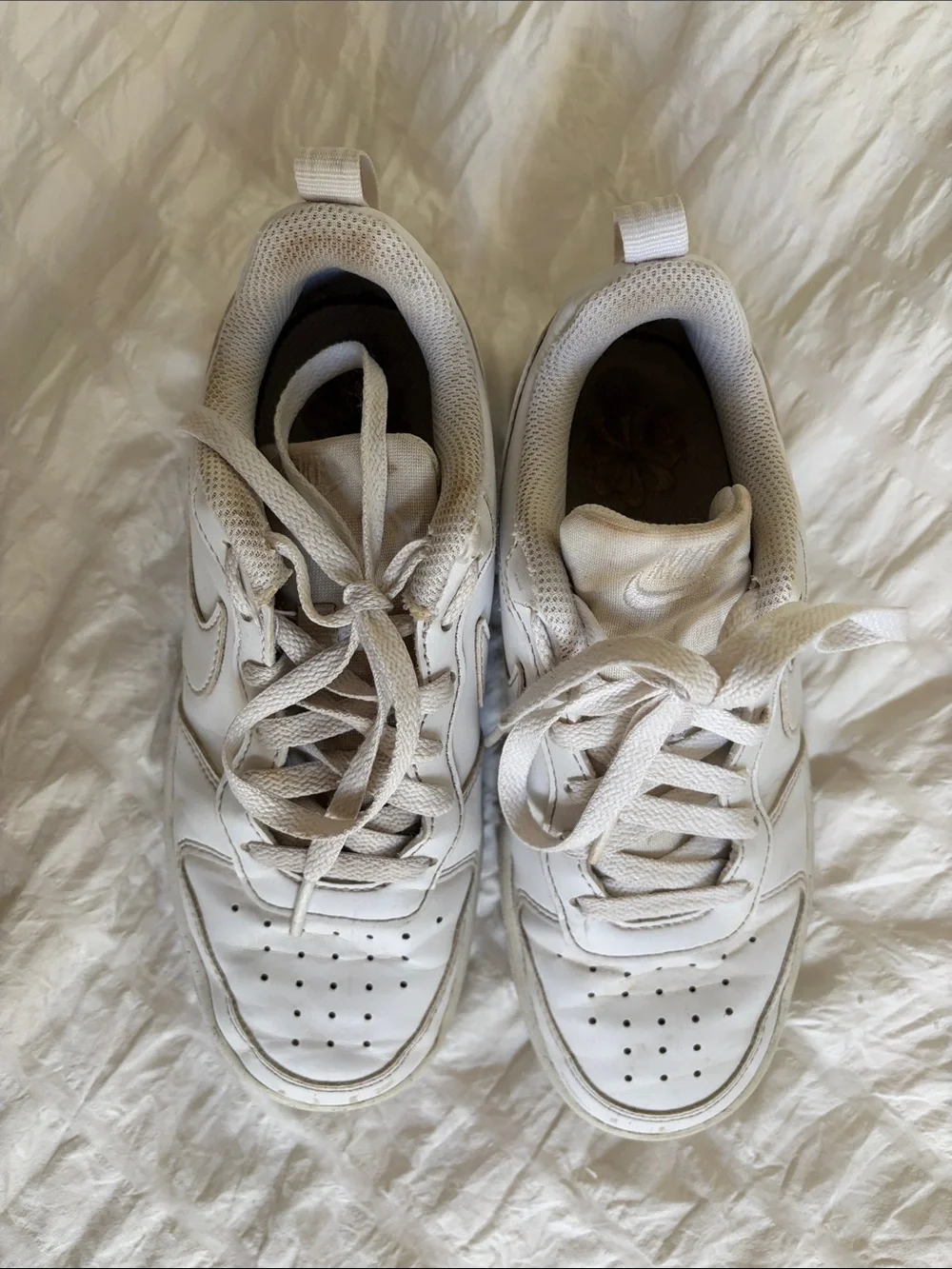 Nike White Low-Top Leather Sneakers Court Visions Youth